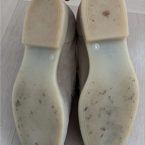 Gucci Beige Suede Loafers with Silver Accent